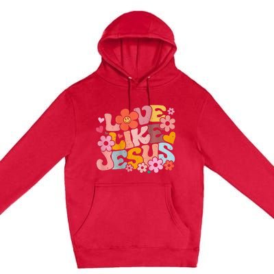 Love Like Jesus Christian Bible Verse Trendy Floral Heart Premium Pullover Hoodie