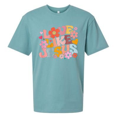 Love Like Jesus Christian Bible Verse Trendy Floral Heart Sueded Cloud Jersey T-Shirt