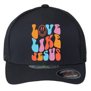 Love Like Jesus Smiley Face Aesthetic Funny Christian Flexfit Unipanel Trucker Cap