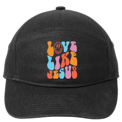 Love Like Jesus Smiley Face Aesthetic Funny Christian 7-Panel Snapback Hat