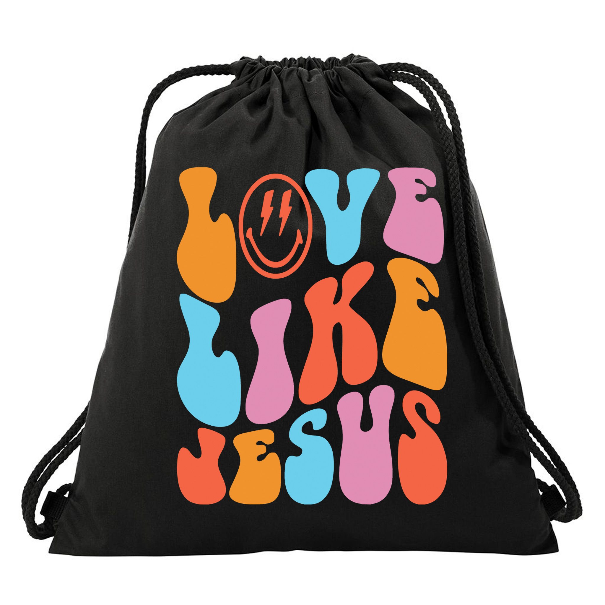 Love Like Jesus Smiley Face Aesthetic Funny Christian Drawstring Bag