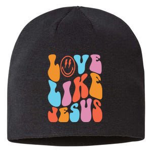 Love Like Jesus Smiley Face Aesthetic Funny Christian Sustainable Beanie