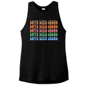 Love Like Jesus Colorful Retro Christianity Ladies PosiCharge Tri-Blend Wicking Tank