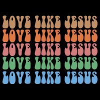 Love Like Jesus Colorful Retro Christianity Drawstring Bag