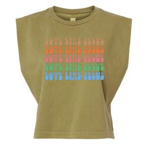 Love Like Jesus Colorful Retro Christianity Garment-Dyed Women's Muscle Tee