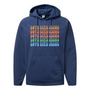 Love Like Jesus Colorful Retro Christianity Performance Fleece Hoodie