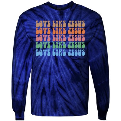 Love Like Jesus Colorful Retro Christianity Tie-Dye Long Sleeve Shirt