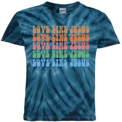 Love Like Jesus Colorful Retro Christianity Kids Tie-Dye T-Shirt