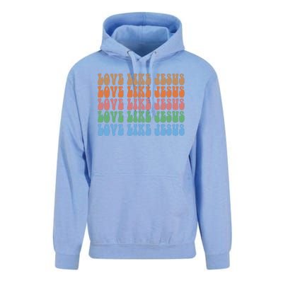 Love Like Jesus Colorful Retro Christianity Unisex Surf Hoodie