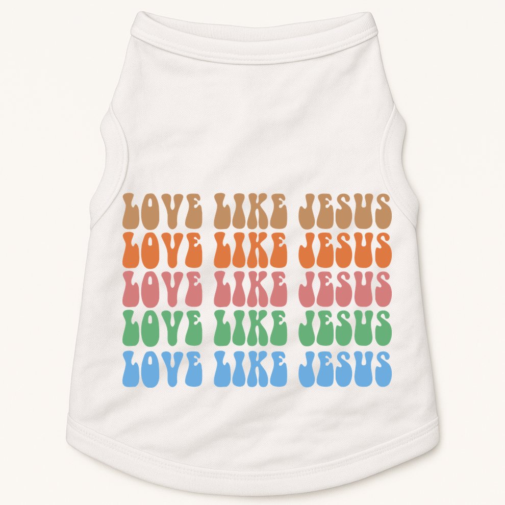 Love Like Jesus Colorful Retro Christianity Doggie Tank