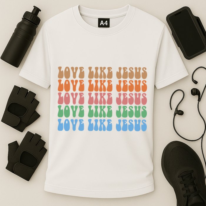 Love Like Jesus Colorful Retro Christianity Performance Shirt