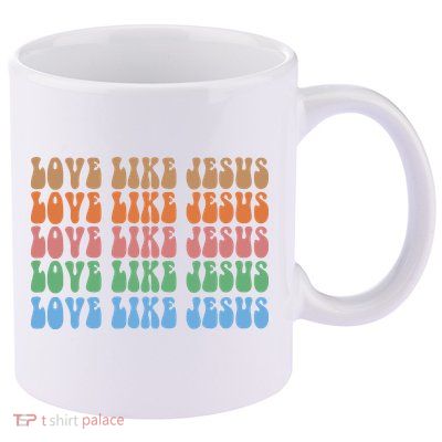 Love Like Jesus Colorful Retro Christianity 11oz C Handle Ceramic Mug