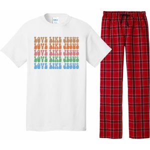 Love Like Jesus Colorful Retro Christianity Pajama Set