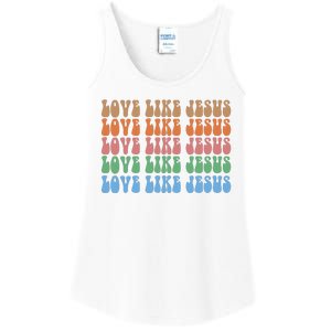 Love Like Jesus Colorful Retro Christianity Ladies Essential Tank