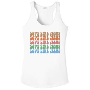 Love Like Jesus Colorful Retro Christianity Ladies PosiCharge Competitor Racerback Tank