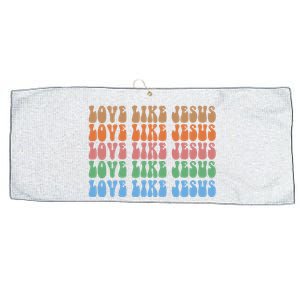 Love Like Jesus Colorful Retro Christianity Large Microfiber Waffle Golf Towel