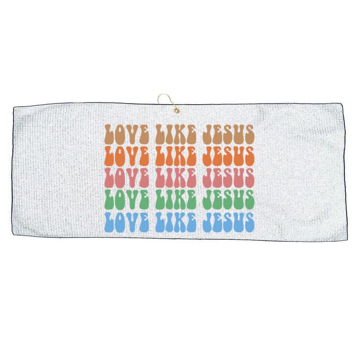 Love Like Jesus Colorful Retro Christianity Large Microfiber Waffle Golf Towel