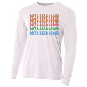 Love Like Jesus Colorful Retro Christianity Cooling Performance Long Sleeve Crew