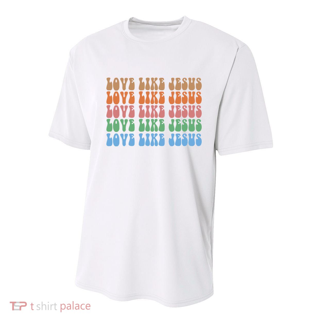 Love Like Jesus Colorful Retro Christianity Youth Performance Sprint T-Shirt