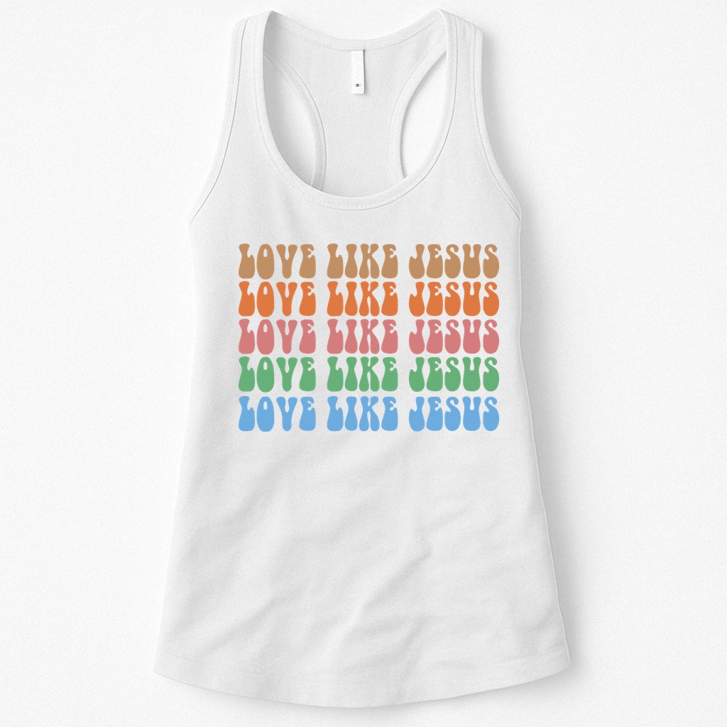 Love Like Jesus Colorful Retro Christianity Womens Tank Top