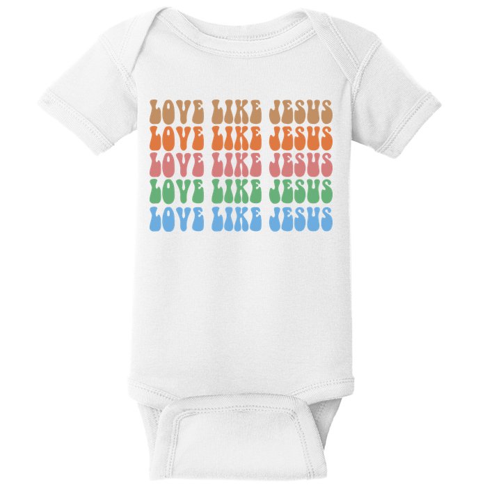 Love Like Jesus Colorful Retro Christianity Baby Bodysuit