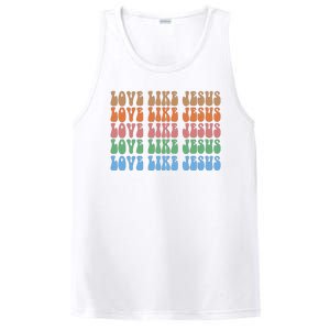 Love Like Jesus Colorful Retro Christianity PosiCharge Competitor Tank