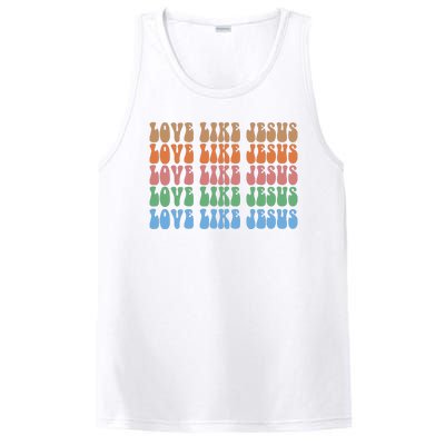 Love Like Jesus Colorful Retro Christianity PosiCharge Competitor Tank