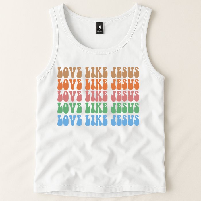 Love Like Jesus Colorful Retro Christianity Tank Top