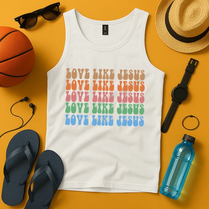Love Like Jesus Colorful Retro Christianity Tank Top