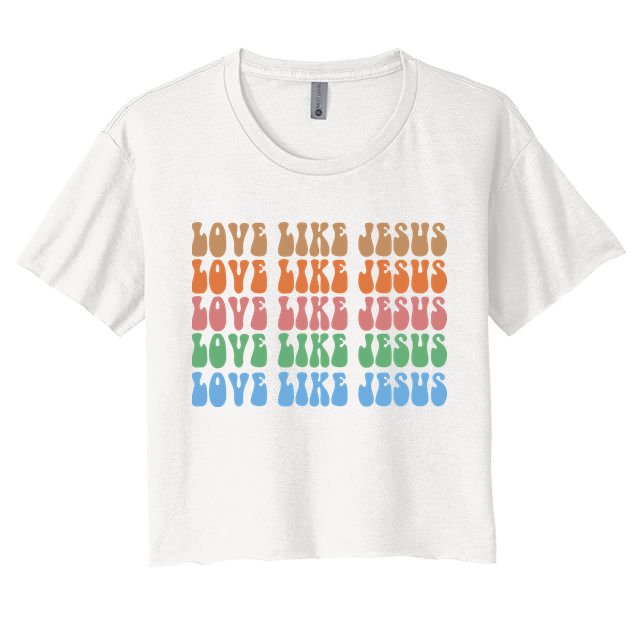 Love Like Jesus Colorful Retro Christianity Crop Top