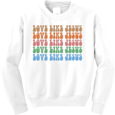 Love Like Jesus Colorful Retro Christianity Kids Sweatshirt