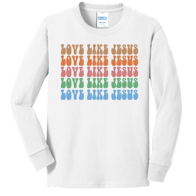 Love Like Jesus Colorful Retro Christianity Kids Long Sleeve Shirt