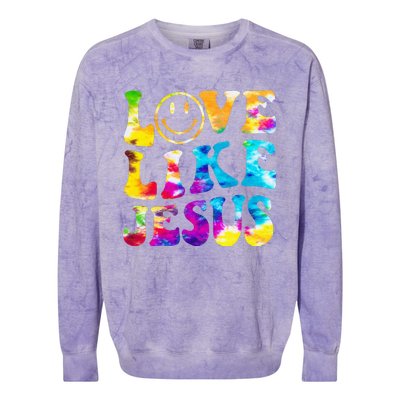 Love Like Jesus Tie Dye Faith Christian Jesus Colorblast Crewneck Sweatshirt