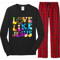 Love Like Jesus Tie Dye Faith Christian Jesus Long Sleeve Pajama Set