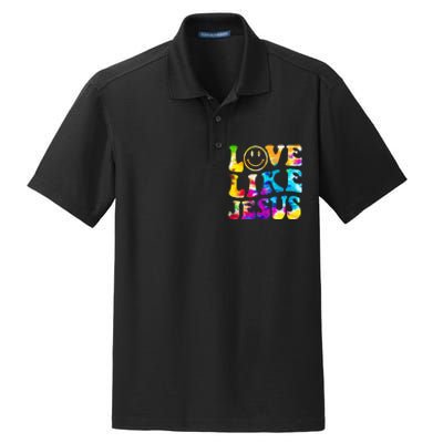 Love Like Jesus Tie Dye Faith Christian Jesus Dry Zone Grid Polo