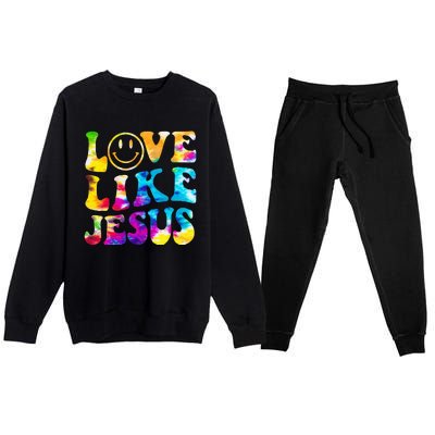 Love Like Jesus Tie Dye Faith Christian Jesus Premium Crewneck Sweatsuit Set