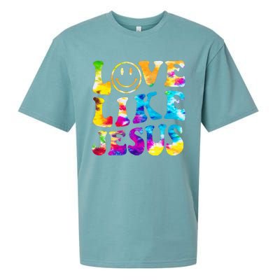 Love Like Jesus Tie Dye Faith Christian Jesus Sueded Cloud Jersey T-Shirt