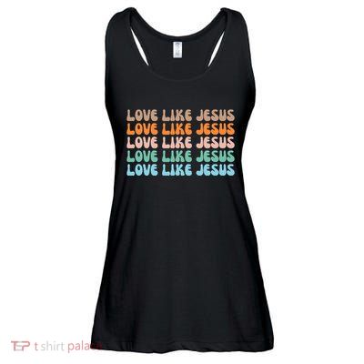 Love Like Jesus Retro Colorful Christian Ladies Essential Flowy Tank