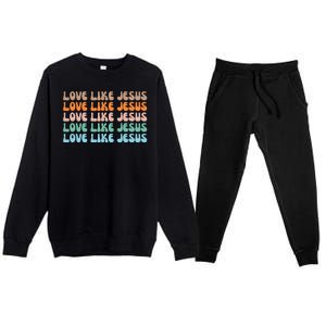 Love Like Jesus Retro Colorful Christian Premium Crewneck Sweatsuit Set