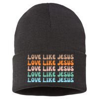 Love Like Jesus Retro Colorful Christian Sustainable Knit Beanie