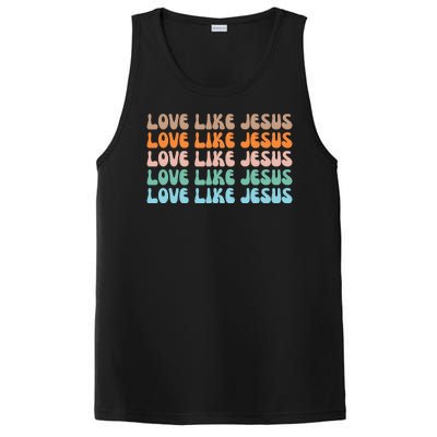 Love Like Jesus Retro Colorful Christian PosiCharge Competitor Tank