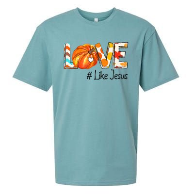 Love Like Jesus Fall For Jesus Pumpkin Thanksgiving Sueded Cloud Jersey T-Shirt