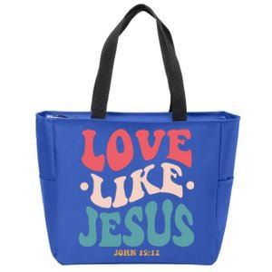 Love Like Jesus Religious God With Words On Back Gift Zip Tote Bag