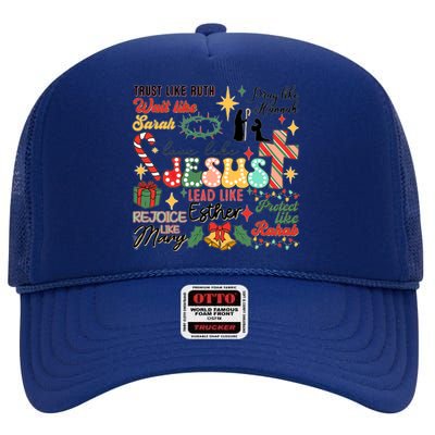 Love Like Jesus Christmas Let Us Adore Him High Crown Mesh Back Trucker Hat