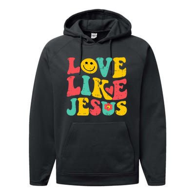 Love Like Jesus Retro God Religious Christian Performance Fleece Hoodie