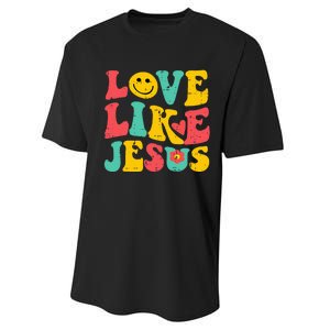 Love Like Jesus Retro God Religious Christian Performance Sprint T-Shirt