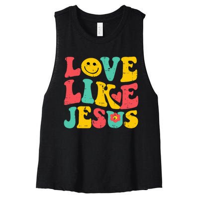 Love Like Jesus Retro God Religious Christian Women's Racerback Cropped Tank