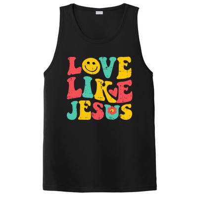 Love Like Jesus Retro God Religious Christian PosiCharge Competitor Tank