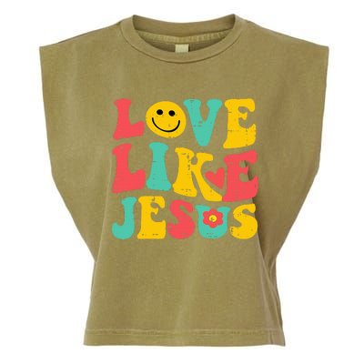 Love Like Jesus Retro God Religious Christian Garment-Dyed Women's Muscle Tee