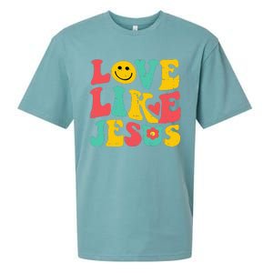 Love Like Jesus Retro God Religious Christian Sueded Cloud Jersey T-Shirt